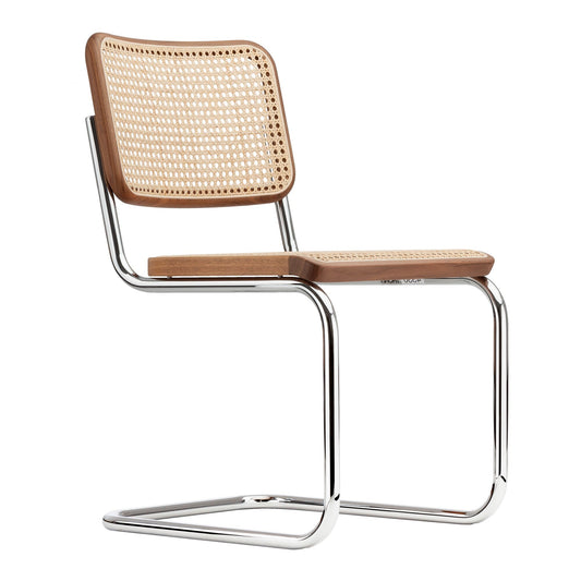 S 32 V Pure Materials Freischwinger Stuhl mit Rohrgeflecht Natur