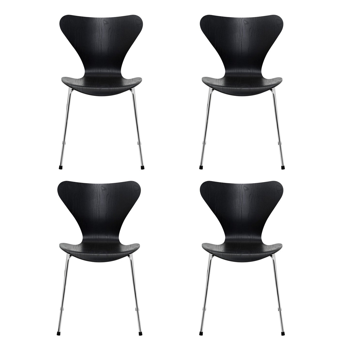 Serie 7™ Stuhl gefärbte Esche Gestell Verchromt 4er Set Schwarz