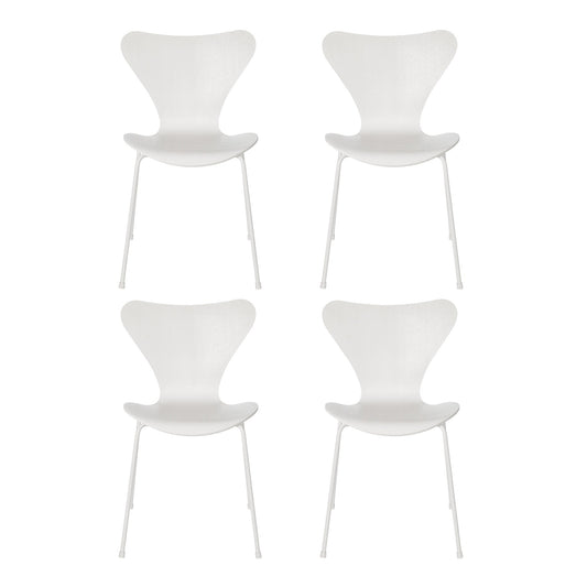 Serie 7™ Stuhl gefärbte Esche Monochrom 4er Set Weiß