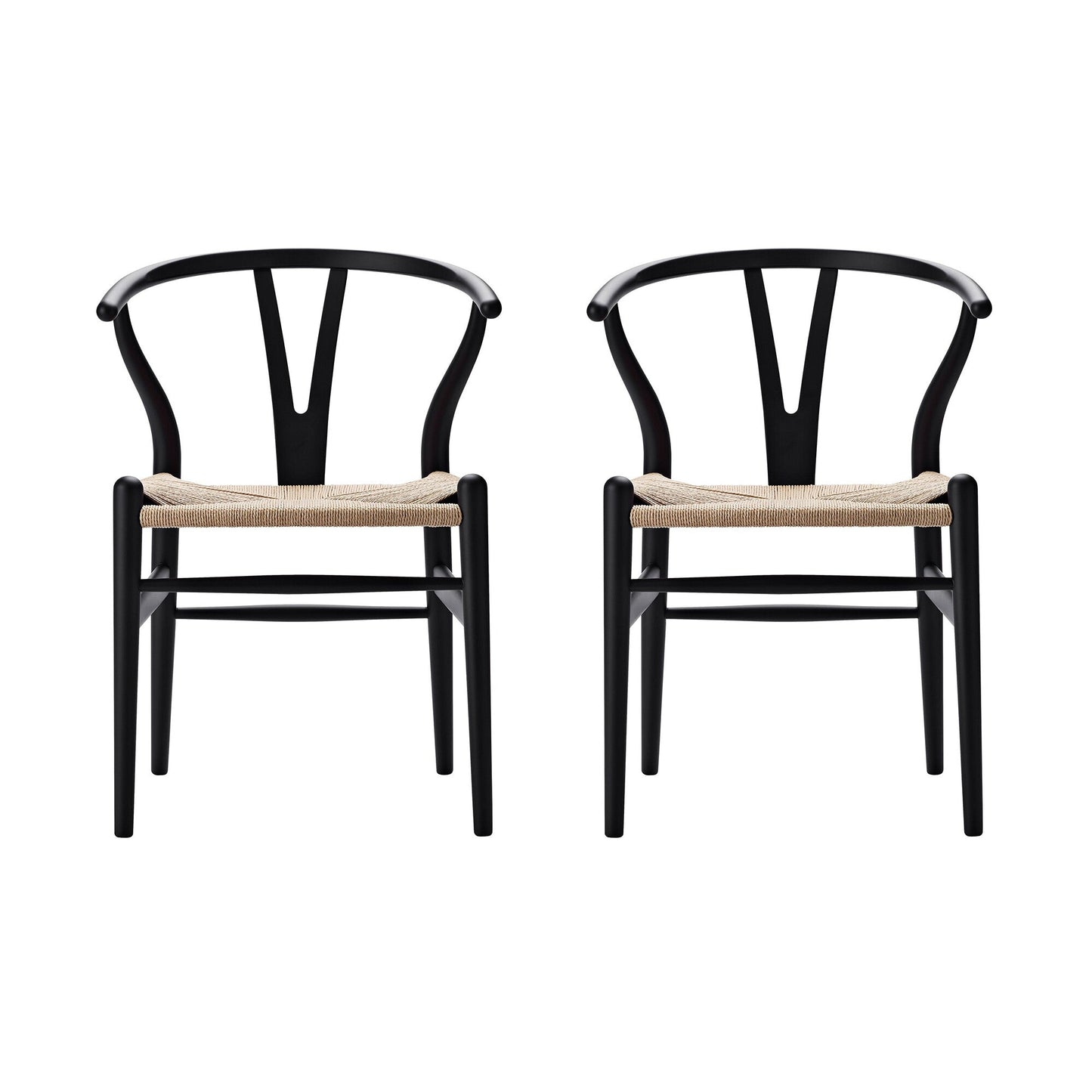 CH24 Soft Wishbone Chair Gestell Buche 2er Set Schwarz