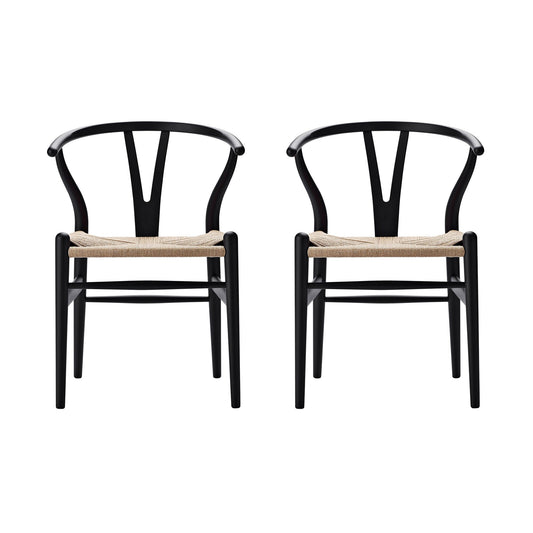 CH24 Soft Wishbone Chair Gestell Buche 2er Set Schwarz