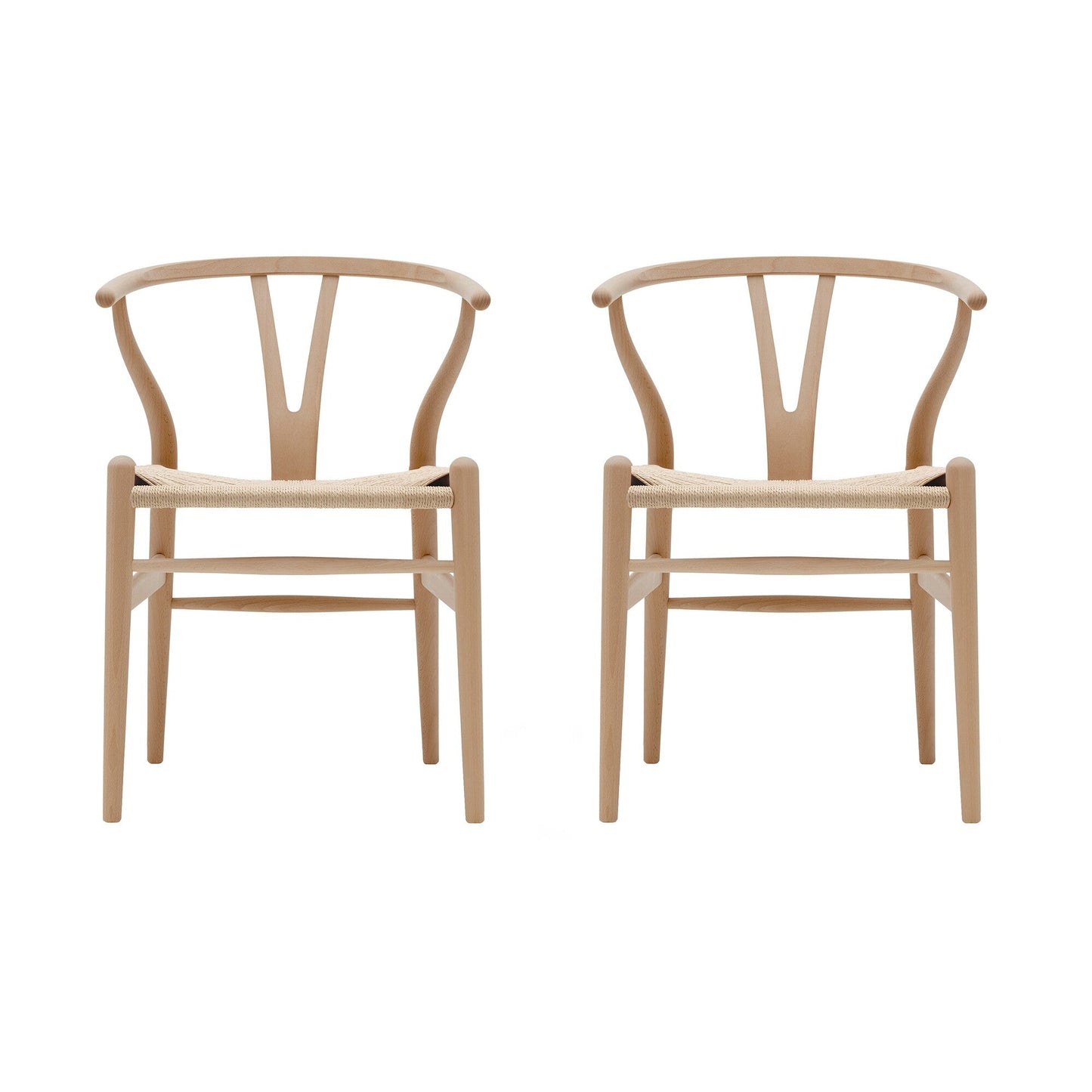 CH24 Wishbone Chair Gestell Buche 2er Set Natur