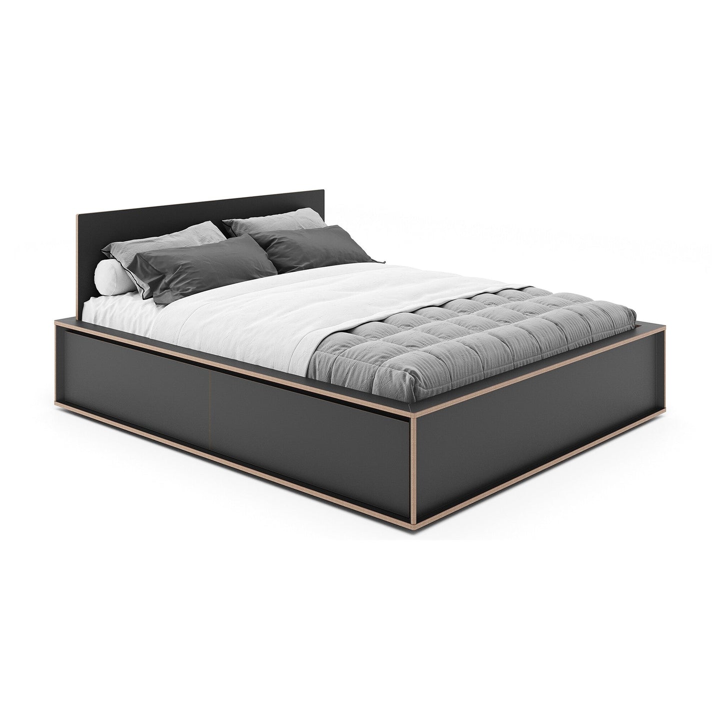 Spaze Doppelbett mit hohem Kopfteil 180x200cm Schwarz