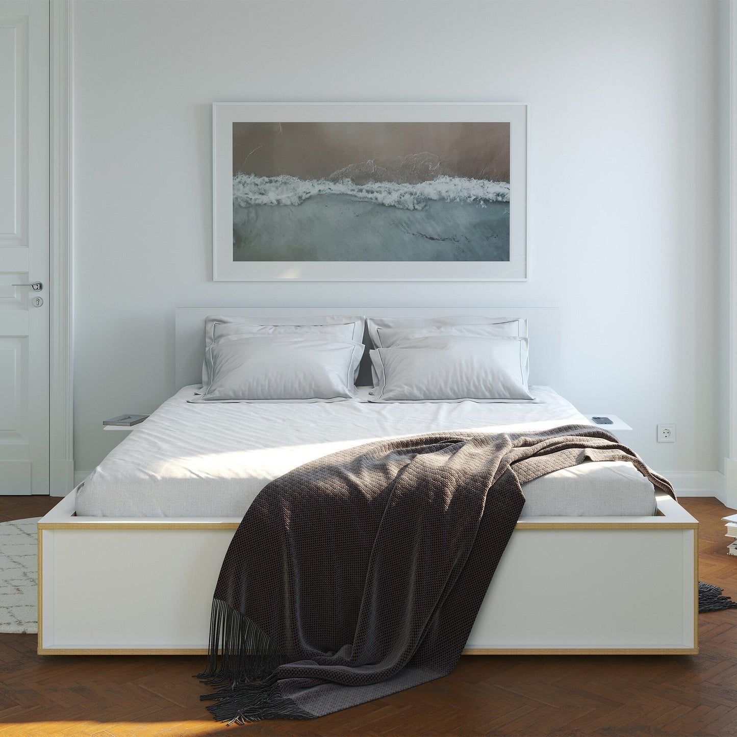 Spaze Doppelbett mit hohem Kopfteil 160x200cm Weiß