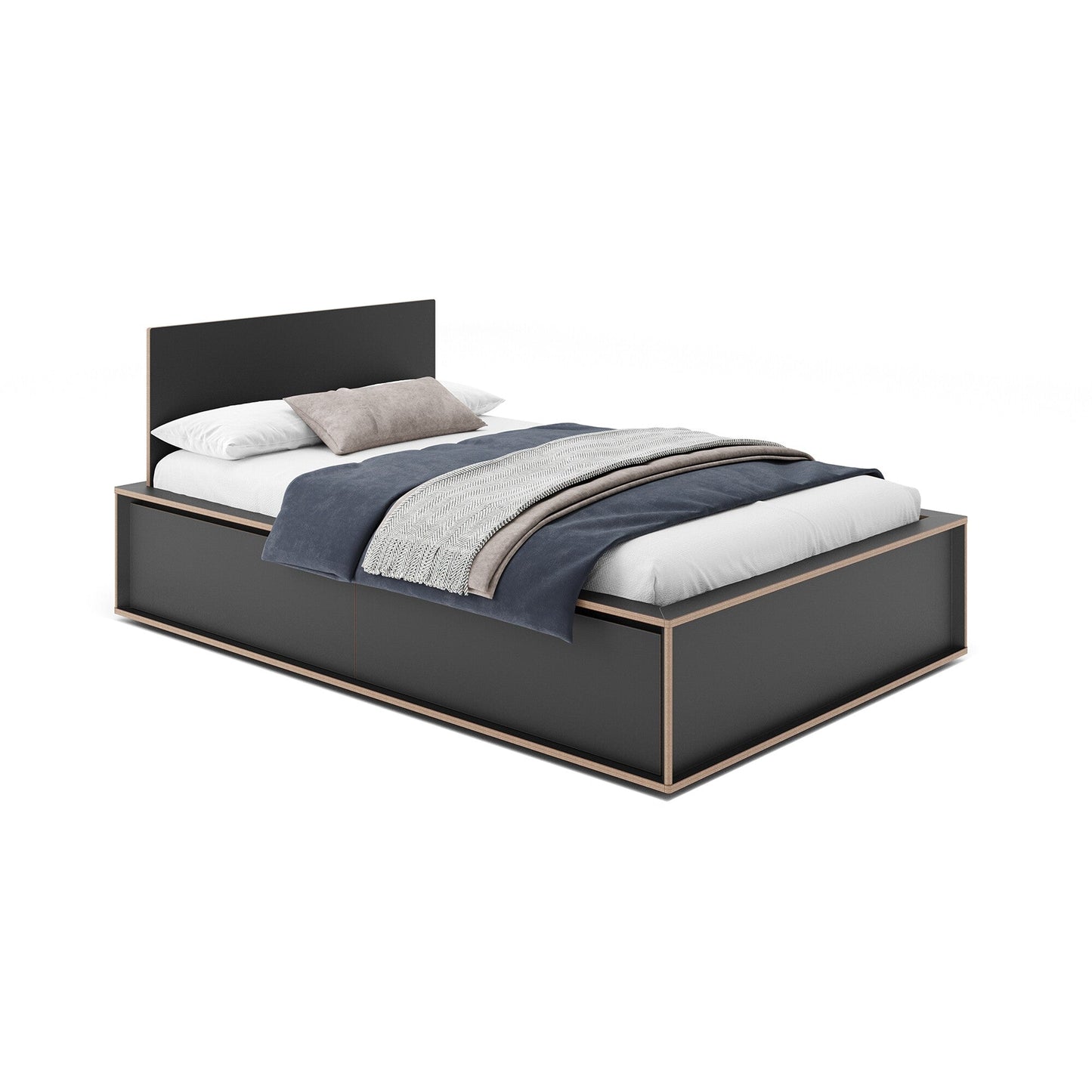 Spaze Einzelbett mit hohem Kopfteil 140x200cm Schwarz