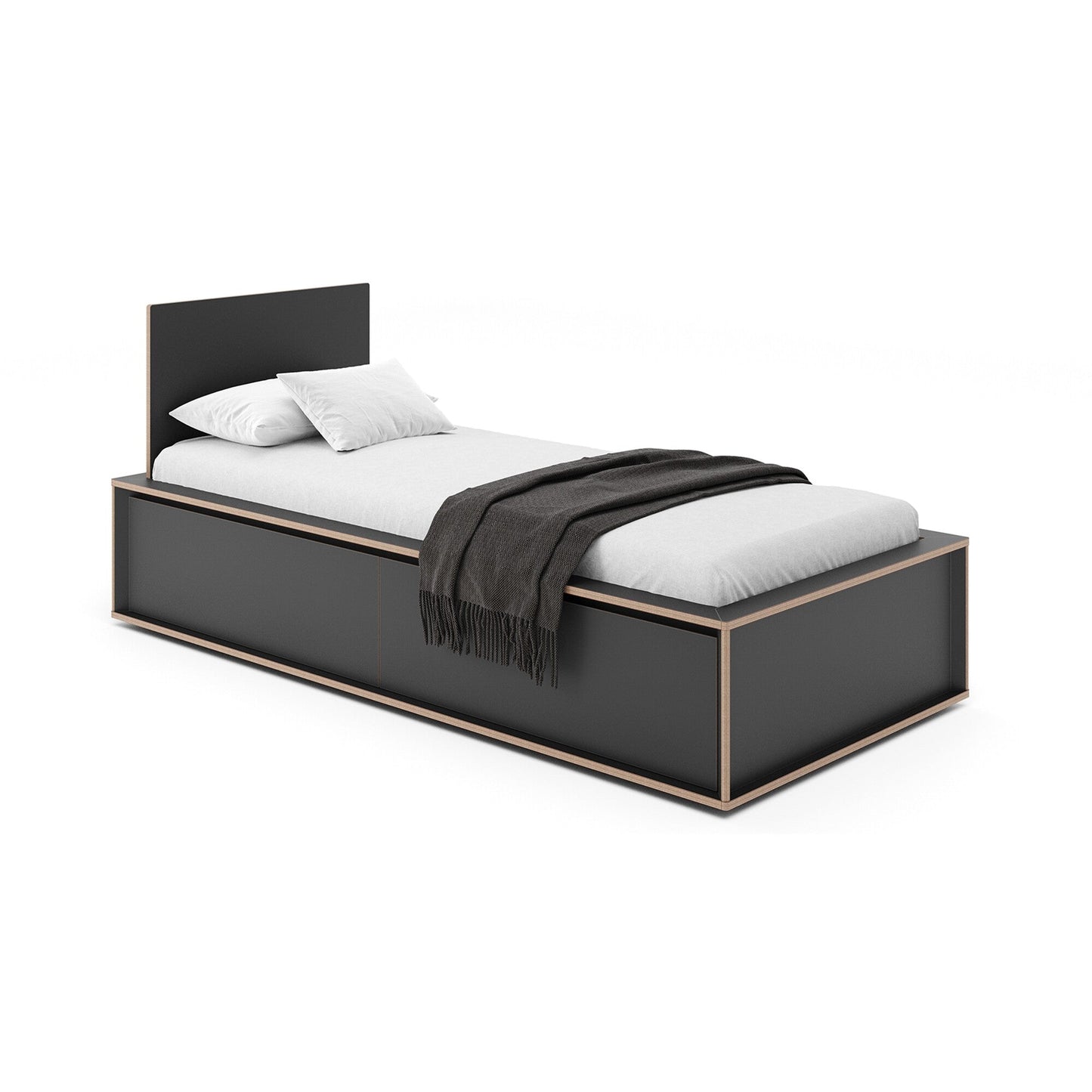 Spaze Einzelbett mit hohem Kopfteil 100x200cm Schwarz