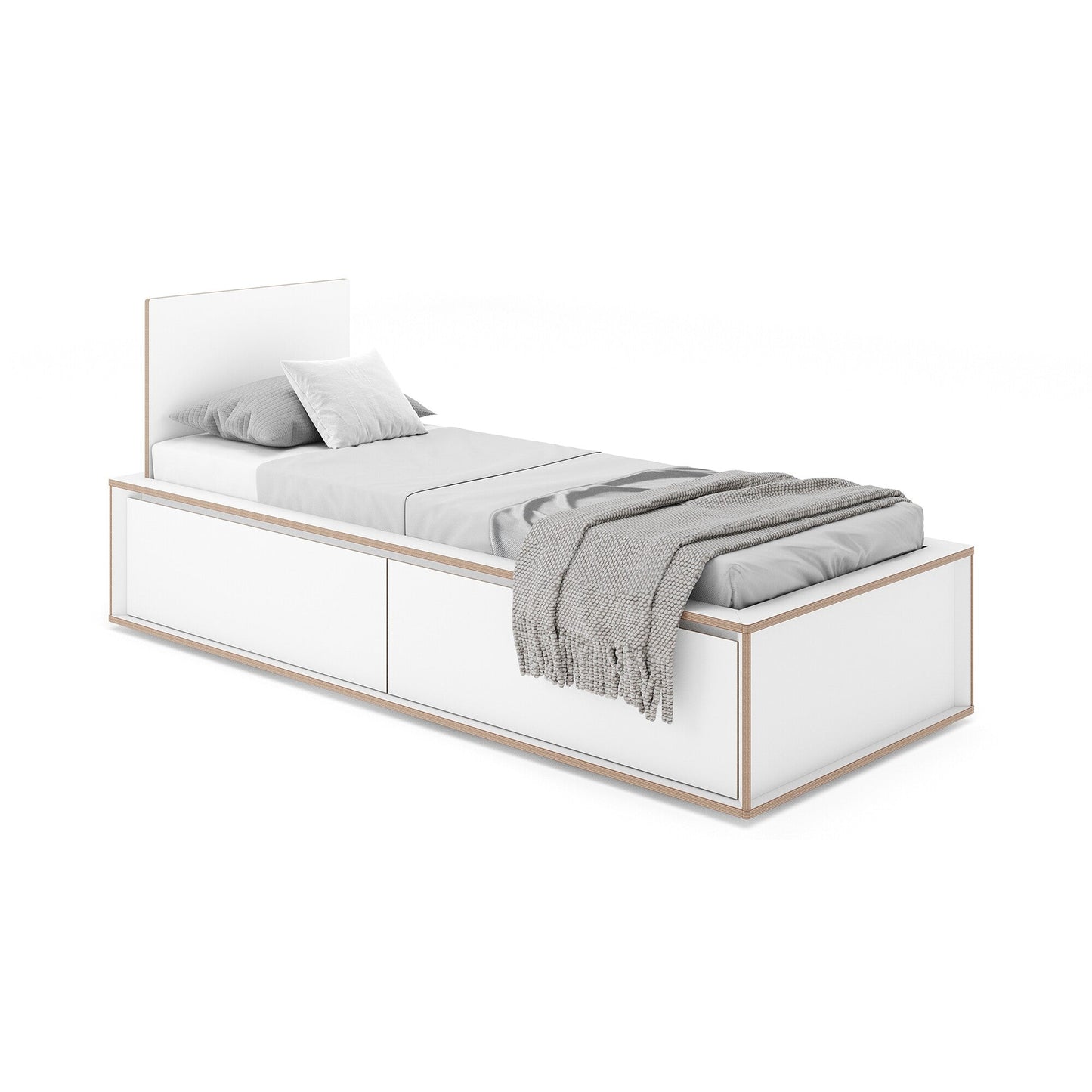 Spaze Einzelbett mit hohem Kopfteil 90x200cm Weiß