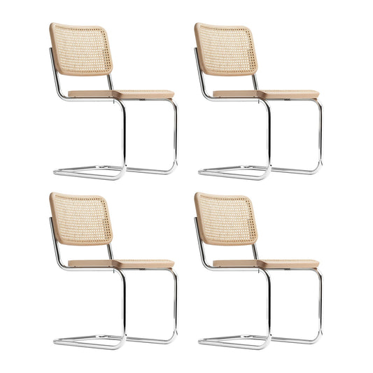 S 32 V Freischwinger Stuhl mit Rohrgeflecht 4er Set Natur