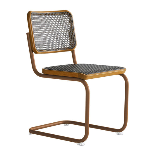 S 32 V Freischwinger Stuhl mit Rohrgeflecht Dark Melange