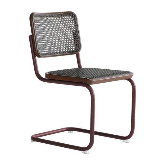S 32 V Freischwinger Stuhl mit Rohrgeflecht Dark Melange