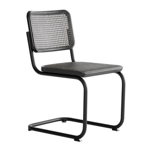 S 32 V Freischwinger Stuhl mit Rohrgeflecht Dark Melange Schwarz
