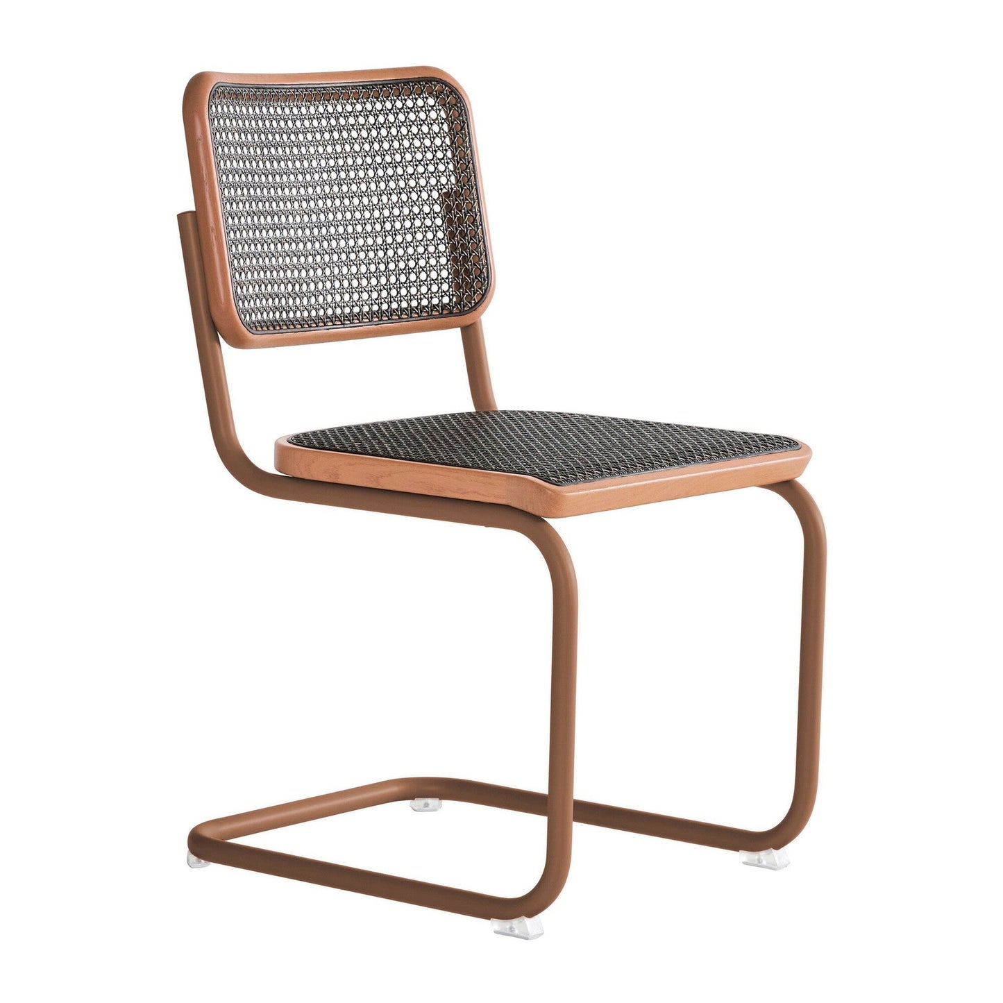 S 32 V Freischwinger Stuhl mit Rohrgeflecht Dark Melange