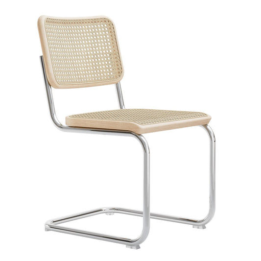 S 32 V Freischwinger Stuhl mit Rohrgeflecht Esche Natur