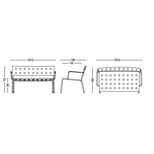 Balcony Lounge Gartenbank 121,5cm Anthrazit