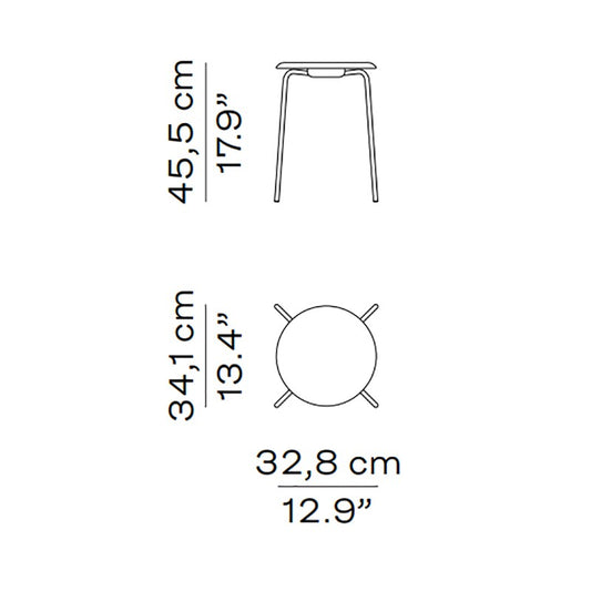DOT™ Hocker Furnier Gestell Stahl verchromt