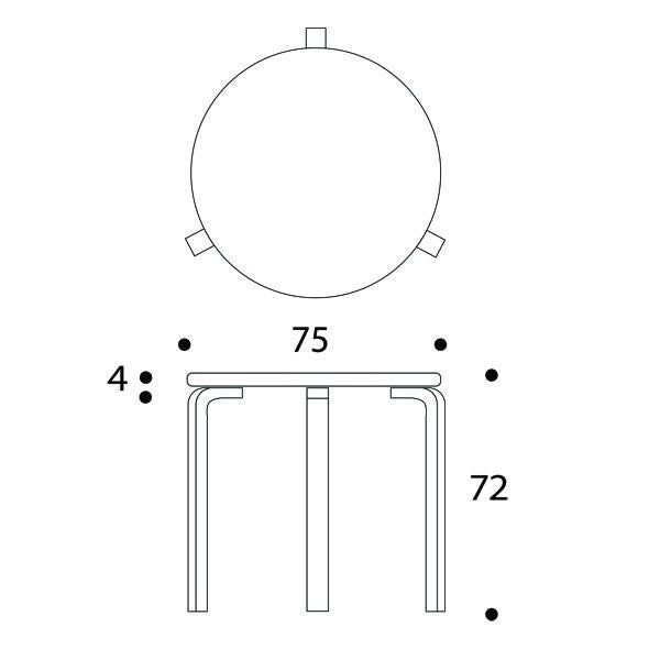 Aalto 90B Tisch Ø75cm Natur