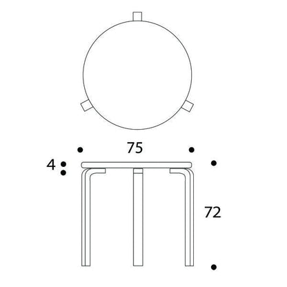 Aalto 90B Tisch Ø75cm Natur