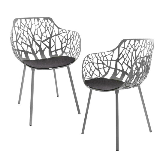 Forest Gartensessel 2er Set mit Sitzauflagen Anthrazit