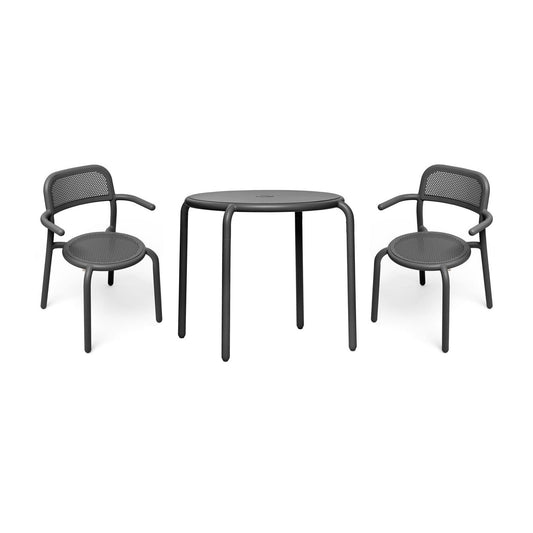 Toní Bistrotisch + Gartenarmlehnstuhl Anthrazit