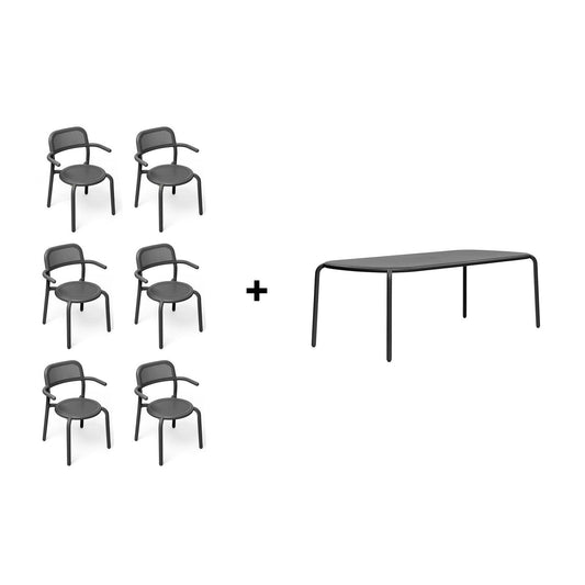 Toní Gartentisch + Gartenarmlehnstuhl Anthrazit