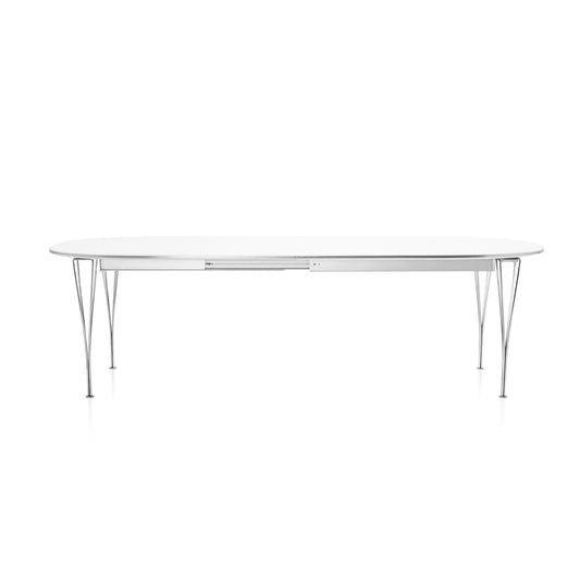 B619 Super-elliptischer Tisch Laminat ausziehbar Weiß
