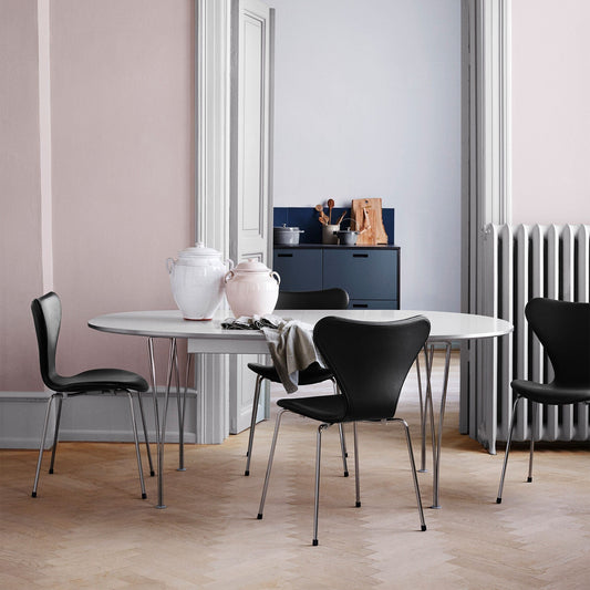 B619 Super-elliptischer Tisch Laminat ausziehbar Weiß