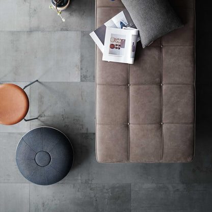 DOT™ Hocker Leder Gestell Stahl verchromt