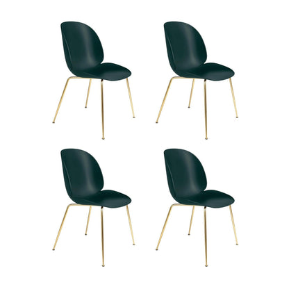 Beetle Dining Chair Stuhl Gestell Messing 4er Set Dunkelgrün