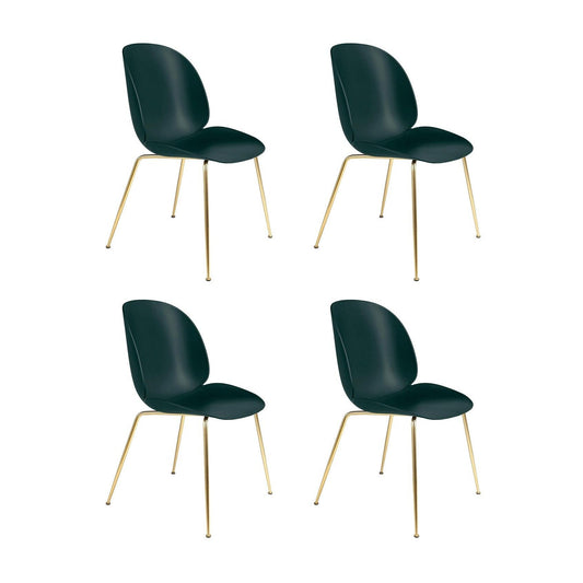 Beetle Dining Chair Stuhl Gestell Messing 4er Set Dunkelgrün