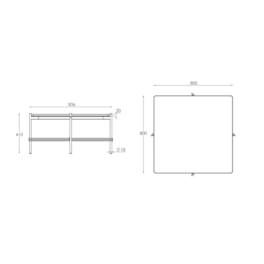TS Beistelltisch 80x80cm Schwarz