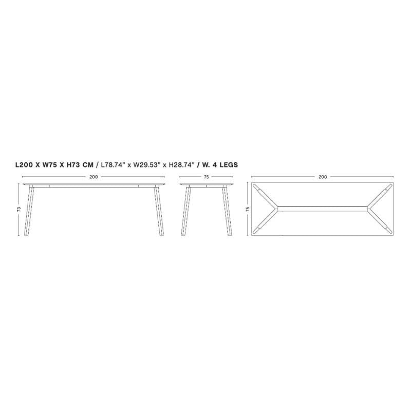 Copenhague Deux CPH210 2.0 Tisch 200x75cm Weiß