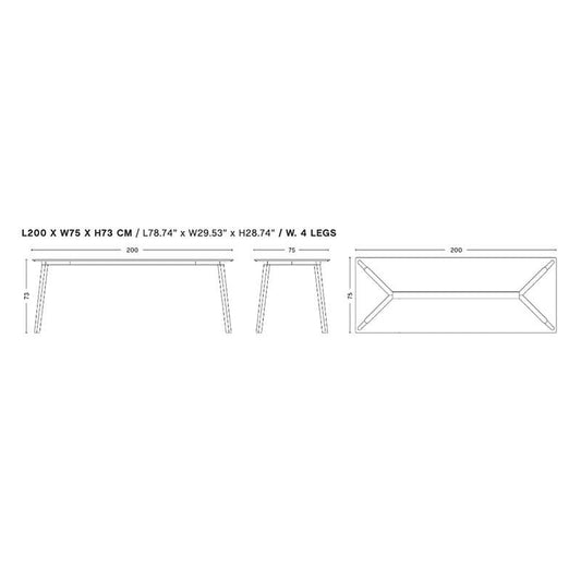 Copenhague Deux CPH210 2.0 Tisch 200x75cm Weiß