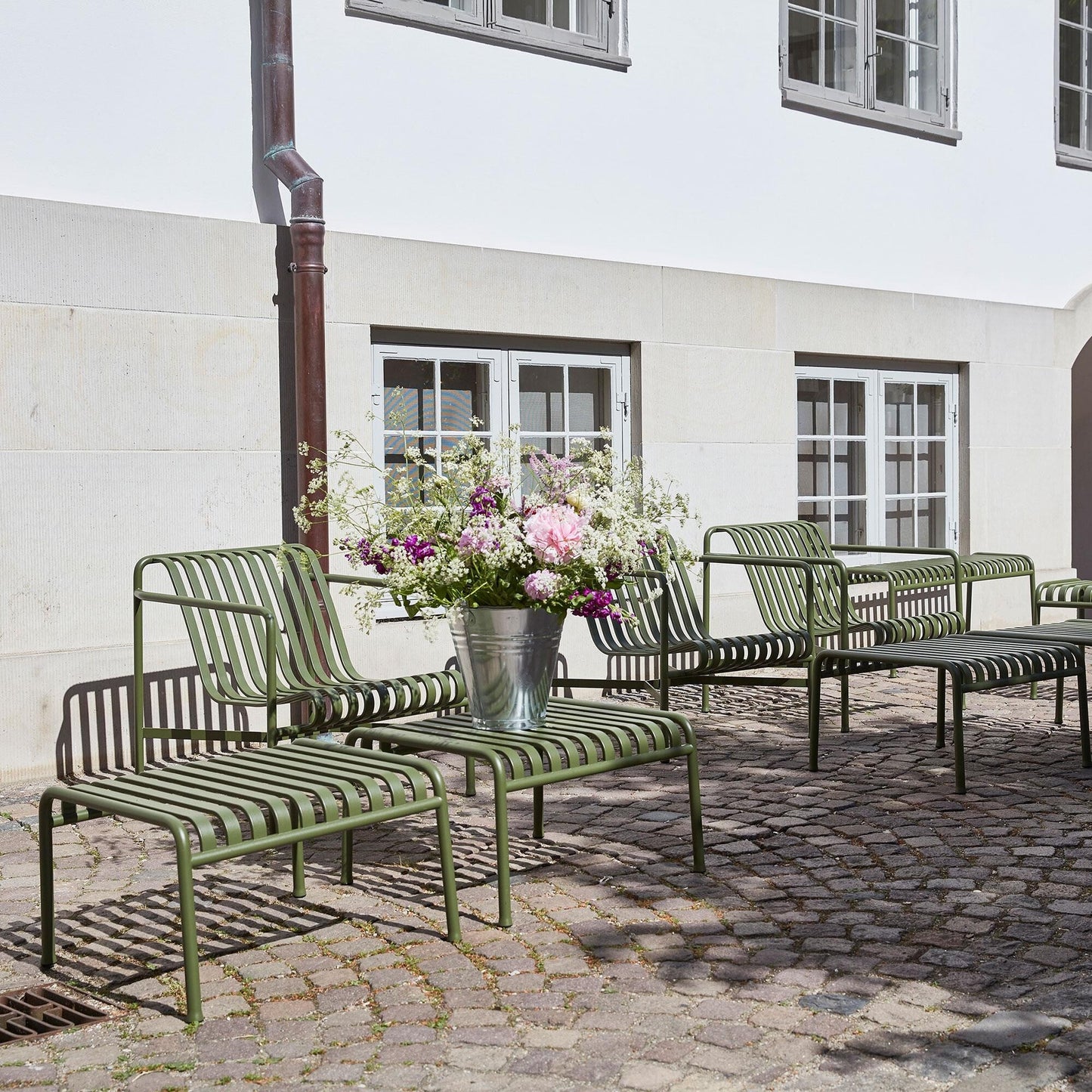 Palissade Garten Loungesessel niedrig 2er Set Schwarz