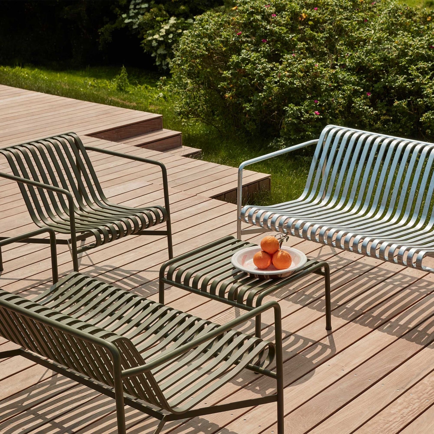 Palissade Garten Loungesessel niedrig 2er Set Schwarz