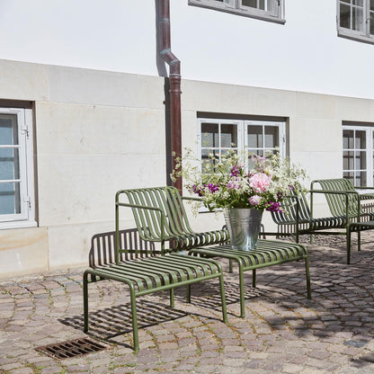 Palissade Ottoman/ Gartenbeistelltisch 2er Set Olivgrün