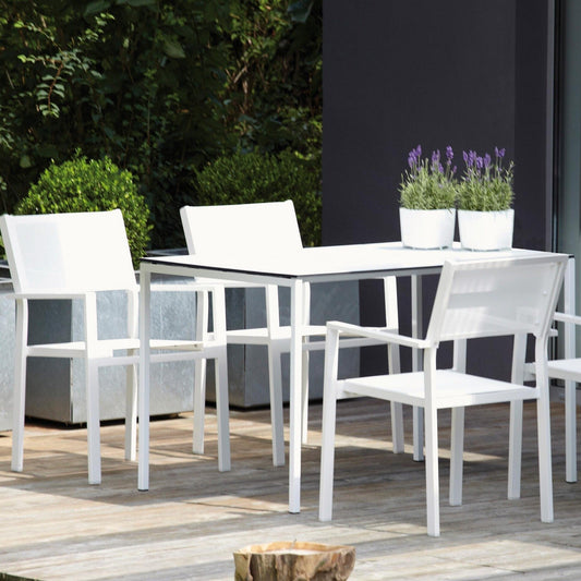 Cubic Gartenarmlehnstuhl 4er Set Schwarz