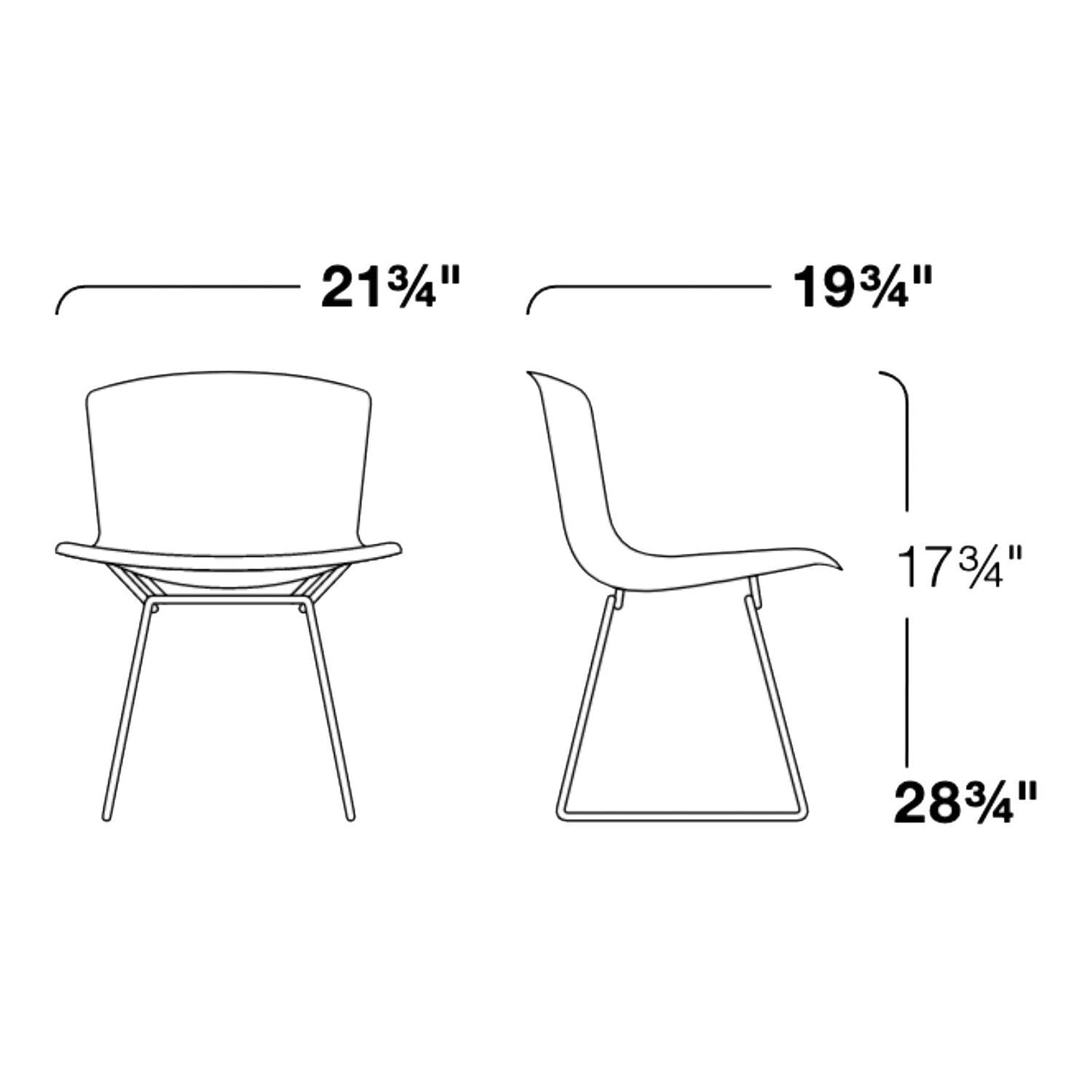 Bertoia Plastic Stuhl Gestell verchromt 4er Set
