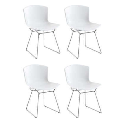 Bertoia Plastic Stuhl Gestell verchromt 4er Set Weiß