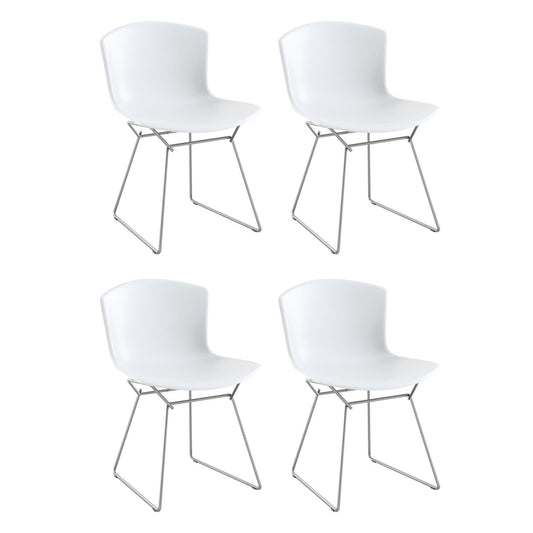Bertoia Plastic Stuhl Gestell verchromt 4er Set Weiß
