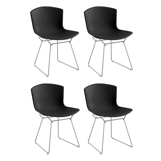 Bertoia Plastic Stuhl Gestell verchromt 4er Set Schwarz