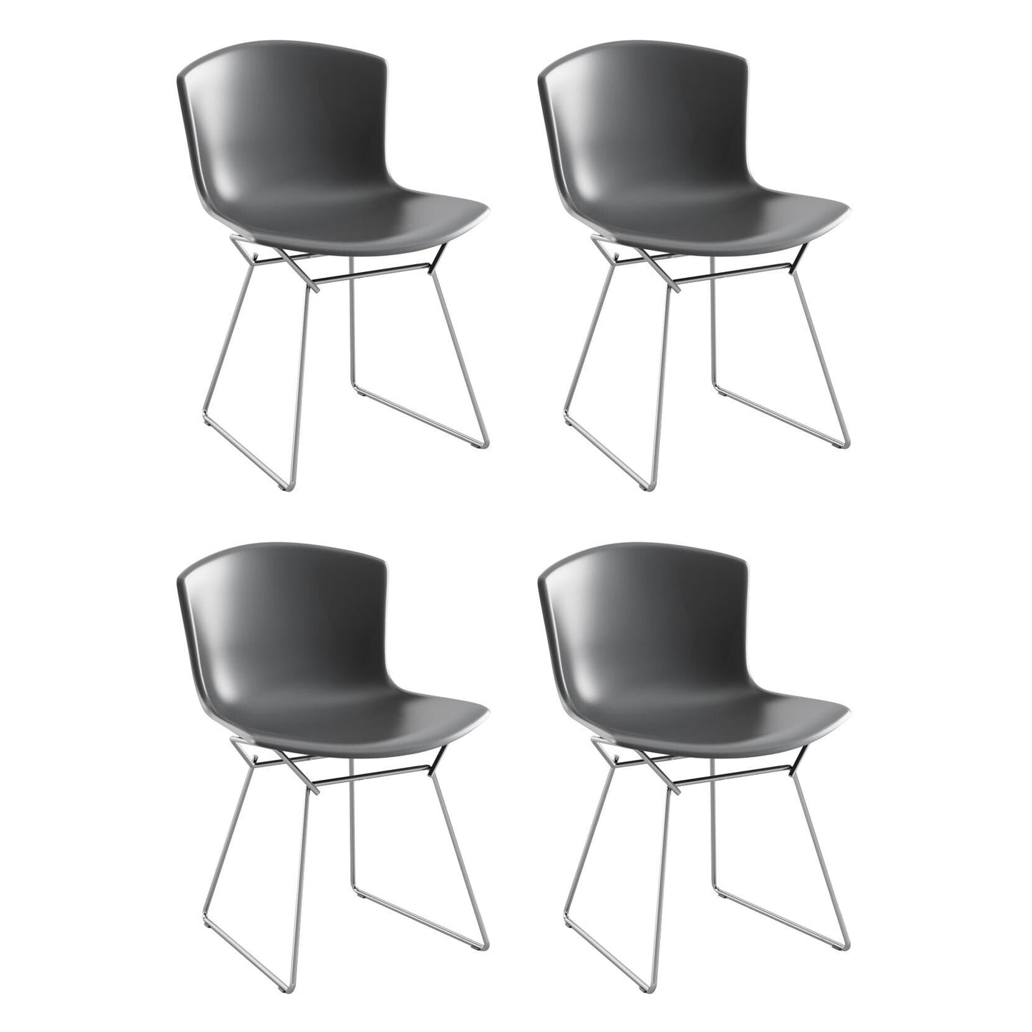 Bertoia Plastic Stuhl Gestell verchromt 4er Set