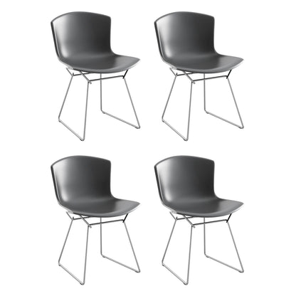 Bertoia Plastic Stuhl Gestell verchromt 4er Set