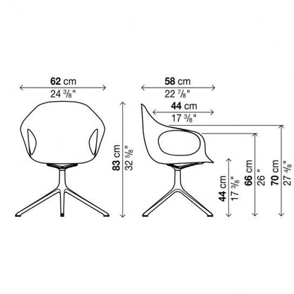 Elephant Armlehnstuhl Drehbar mit Kreuzfuß 4er Set Weiß