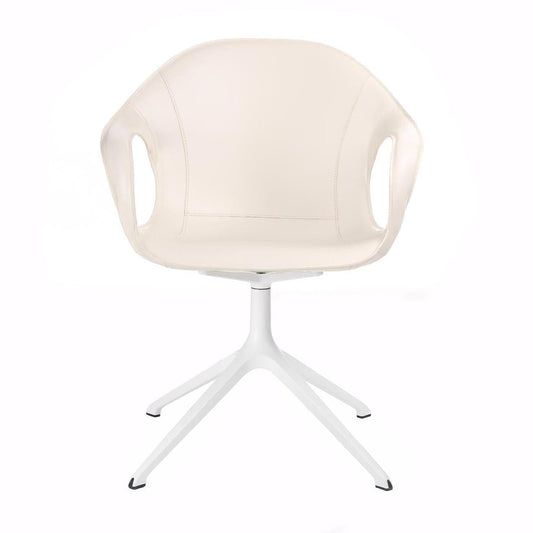 Elephant Dreharmlehnstuhl Kreuzfuß Leder Weiß