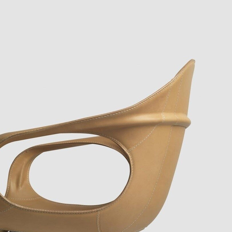 Elephant Dreharmlehnstuhl Kreuzfuß Leder Schwarz