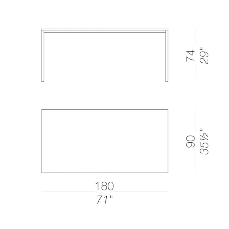 Frame P10 Tisch 180x90cm Schwarz