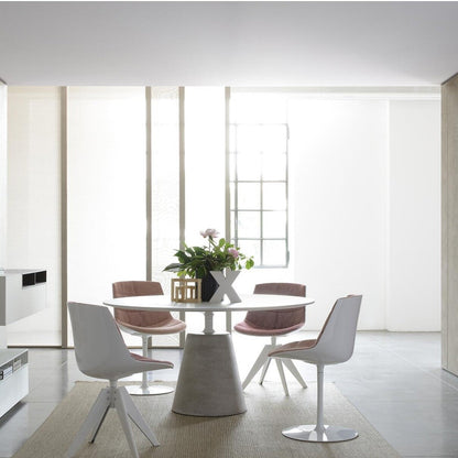 Flow Drehstuhl gepolstert mit Tellerfuß Weiß