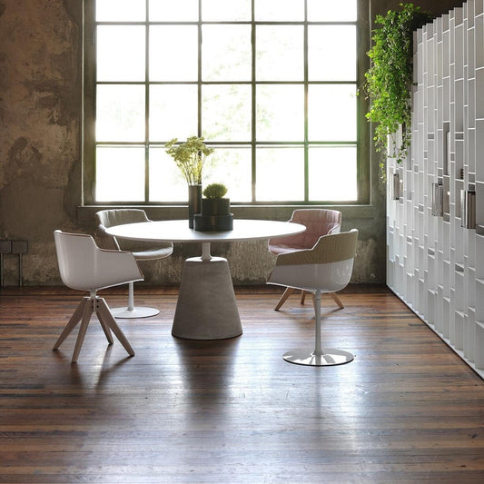 Flow Slim Armlehnstuhl Tellerfuß Weiß