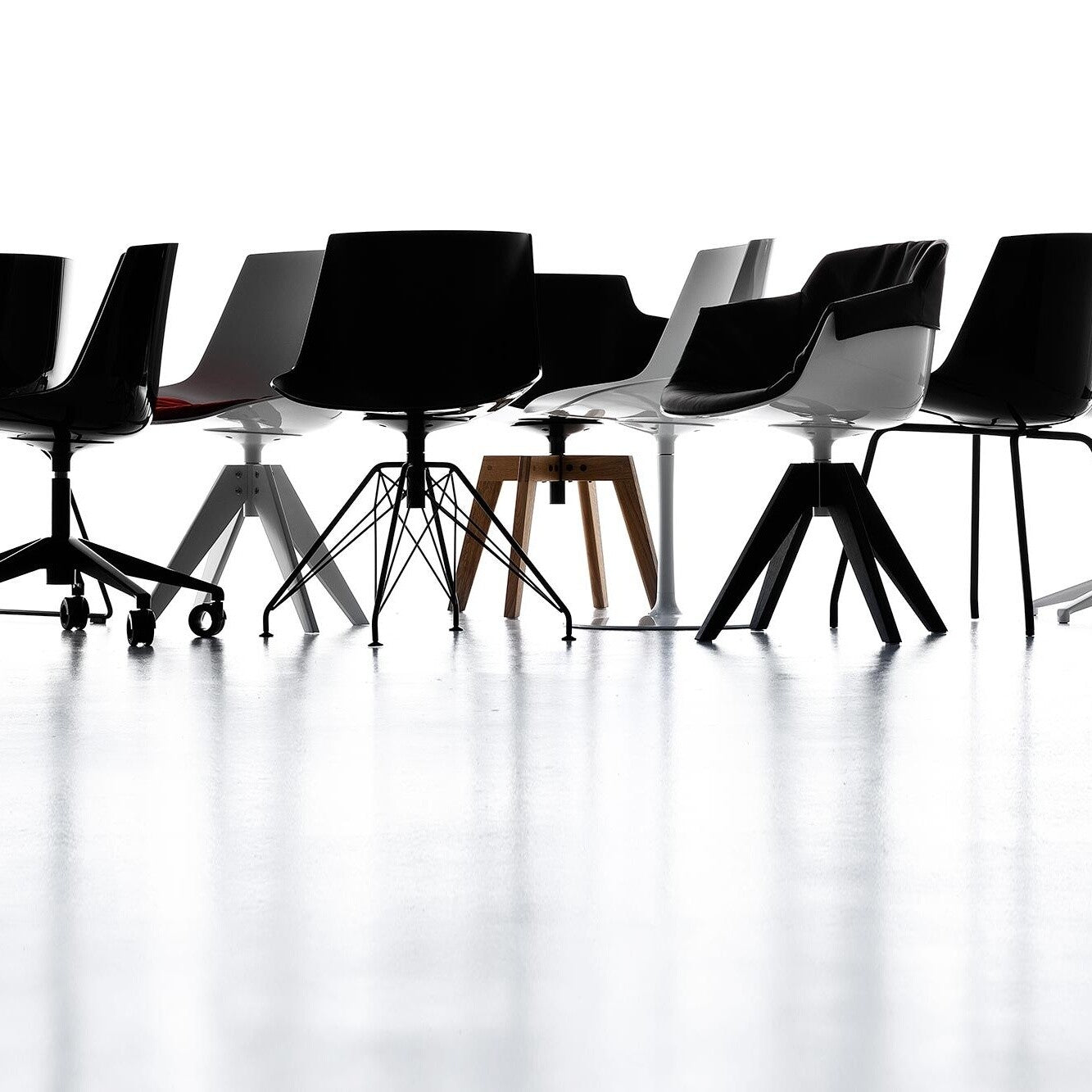 Flow Slim Armlehnstuhl Vierfußgestell VN Stahl Weiß