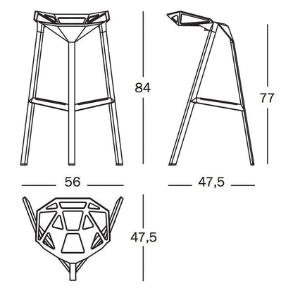 Stool One Hocker H 74cm 2er Set Weiß